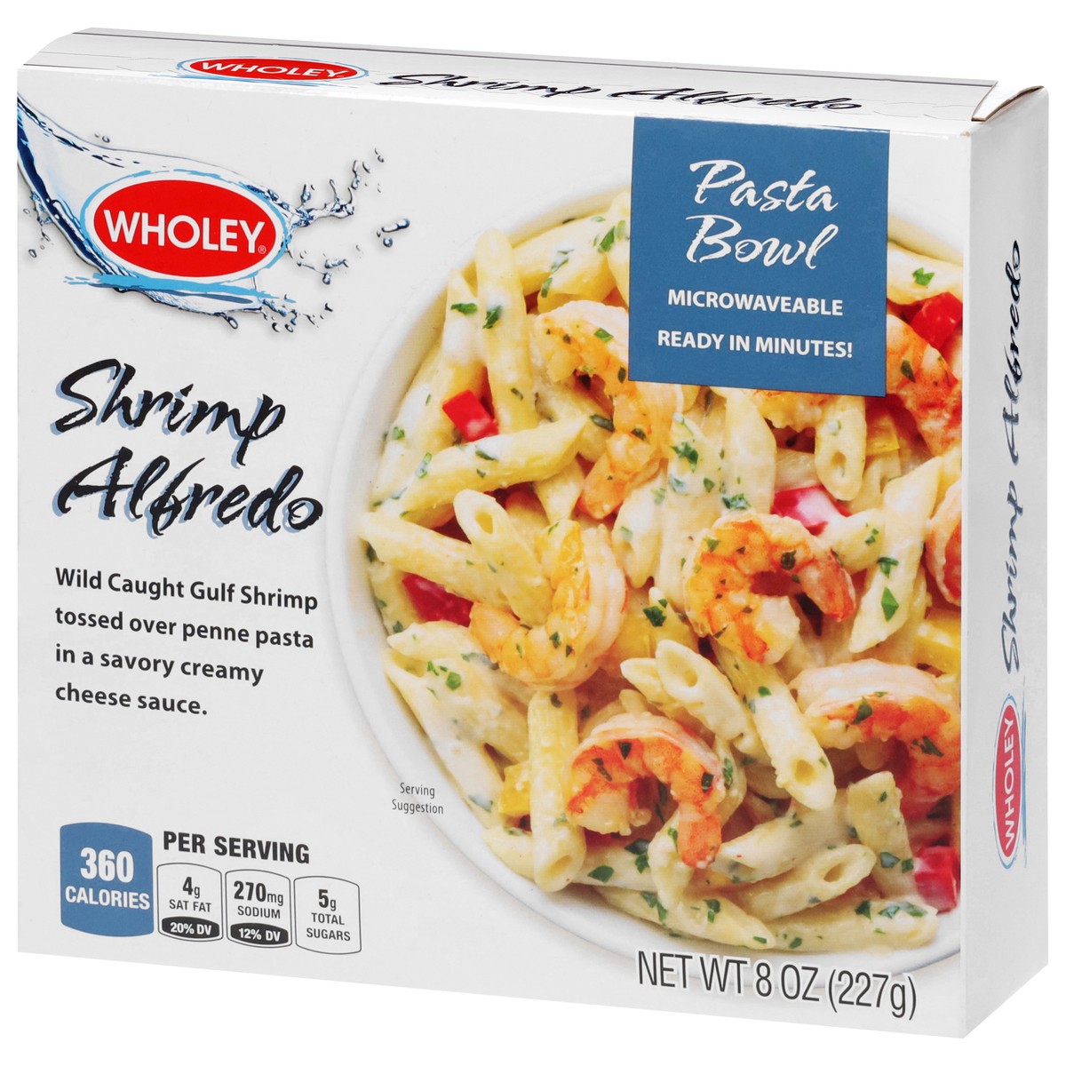 slide 11 of 13, Wholey Shrimp Alfredo Pasta Bowl 8 oz, 8 oz