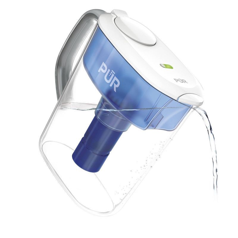 slide 1 of 11, PUR PLUS 11 Cup Water Pitcher Filtration System White/Blue PPT110WA: PUR Filtration, BPA-Free, Dishwasher-Safe, 40-Day Filter Life, 1 ct