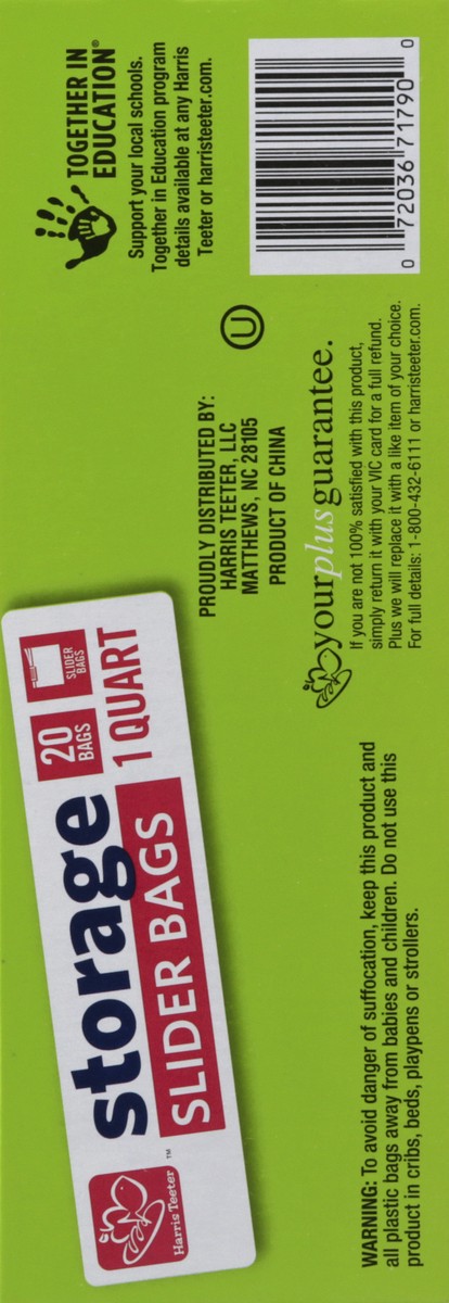 slide 6 of 11, Harris Teeter Slider Storage Bags Quart, 20 ct