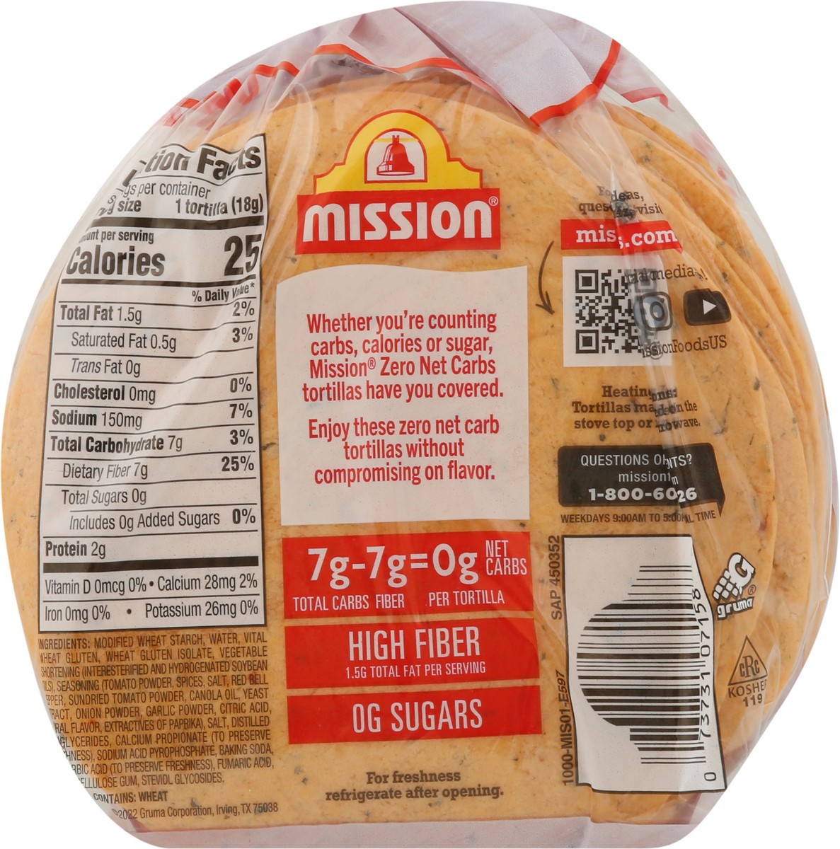slide 8 of 13, Mission Zero Net Carbs Sundried Tomato Basil Tortillas 14 ea, 14 ct