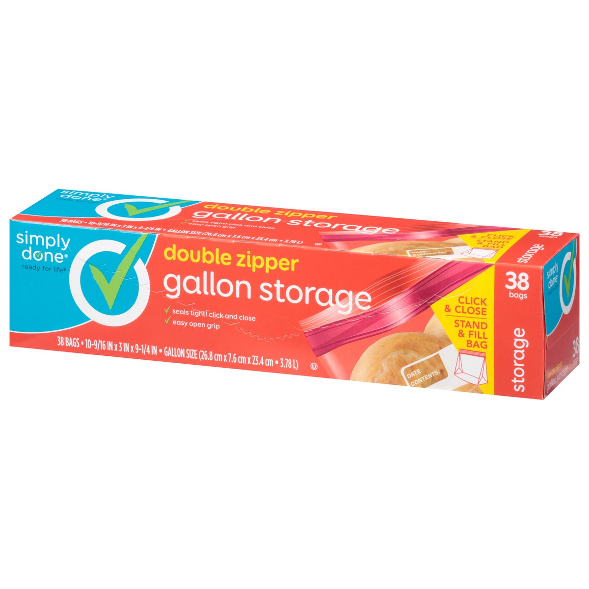 slide 8 of 16, Simply Done Gallon Size Storage Bags, 38 ct