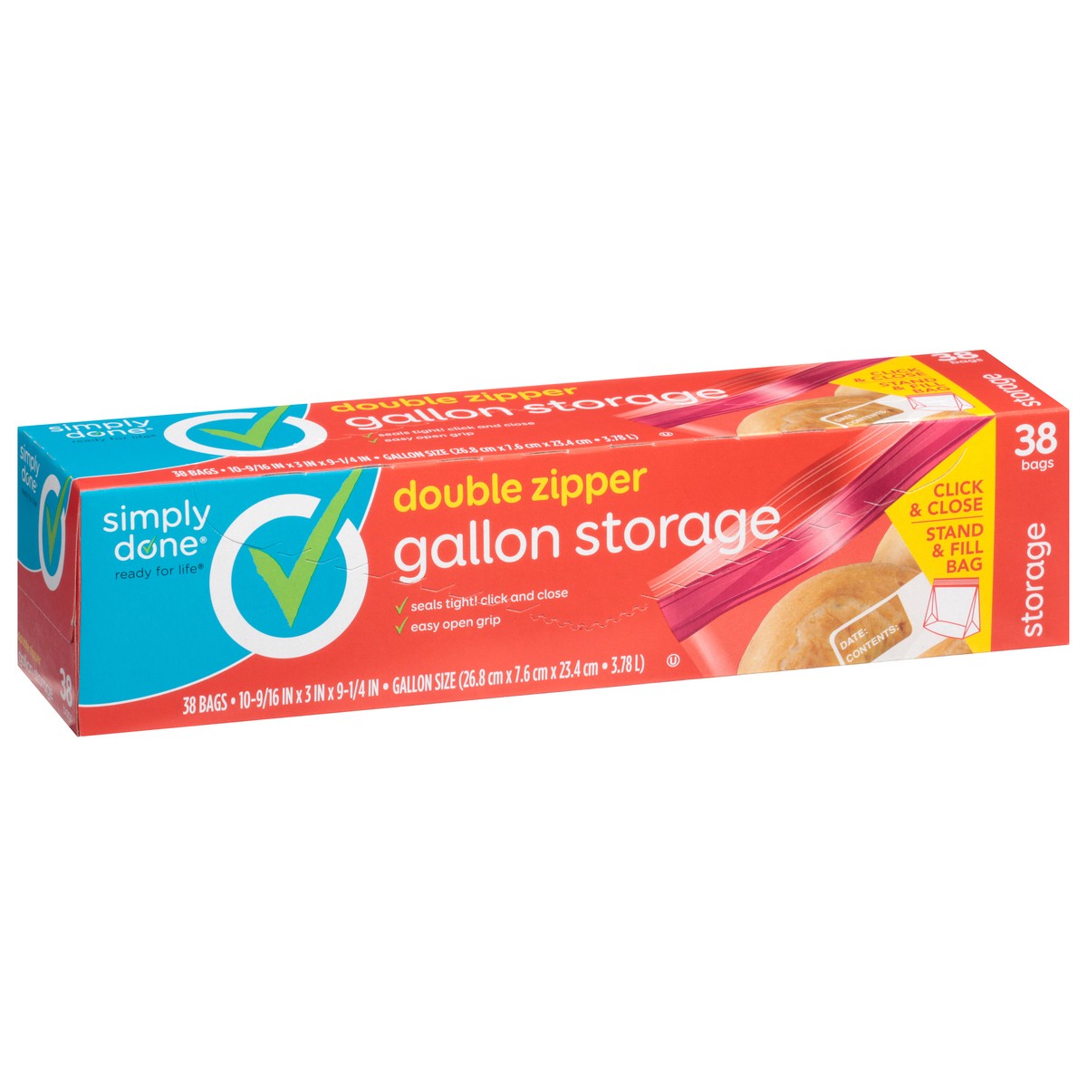 slide 12 of 16, Simply Done Gallon Size Storage Bags, 38 ct