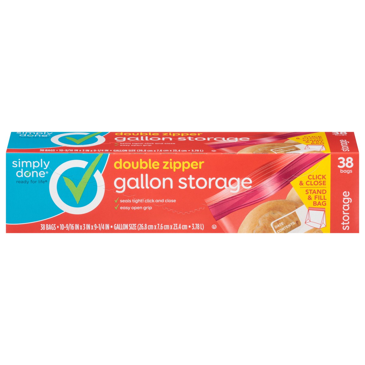 slide 4 of 16, Simply Done Gallon Size Storage Bags, 38 ct