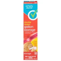 Simply Done Double Zipper 3.78 L Gallon Size Storage Bags, 38 Bags