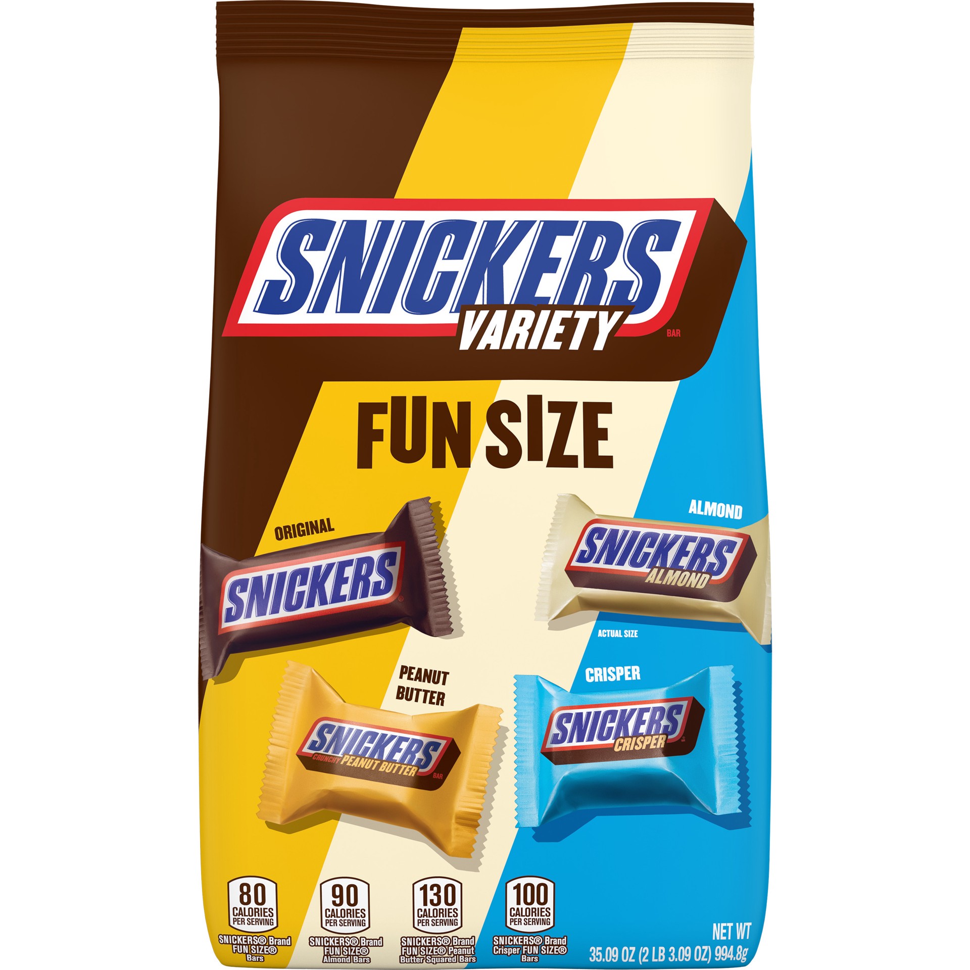 slide 1 of 5, SNICKERS Fun Size Chocolate Bar Variety Mix Candy Bag, 35.09 oz, 35 oz