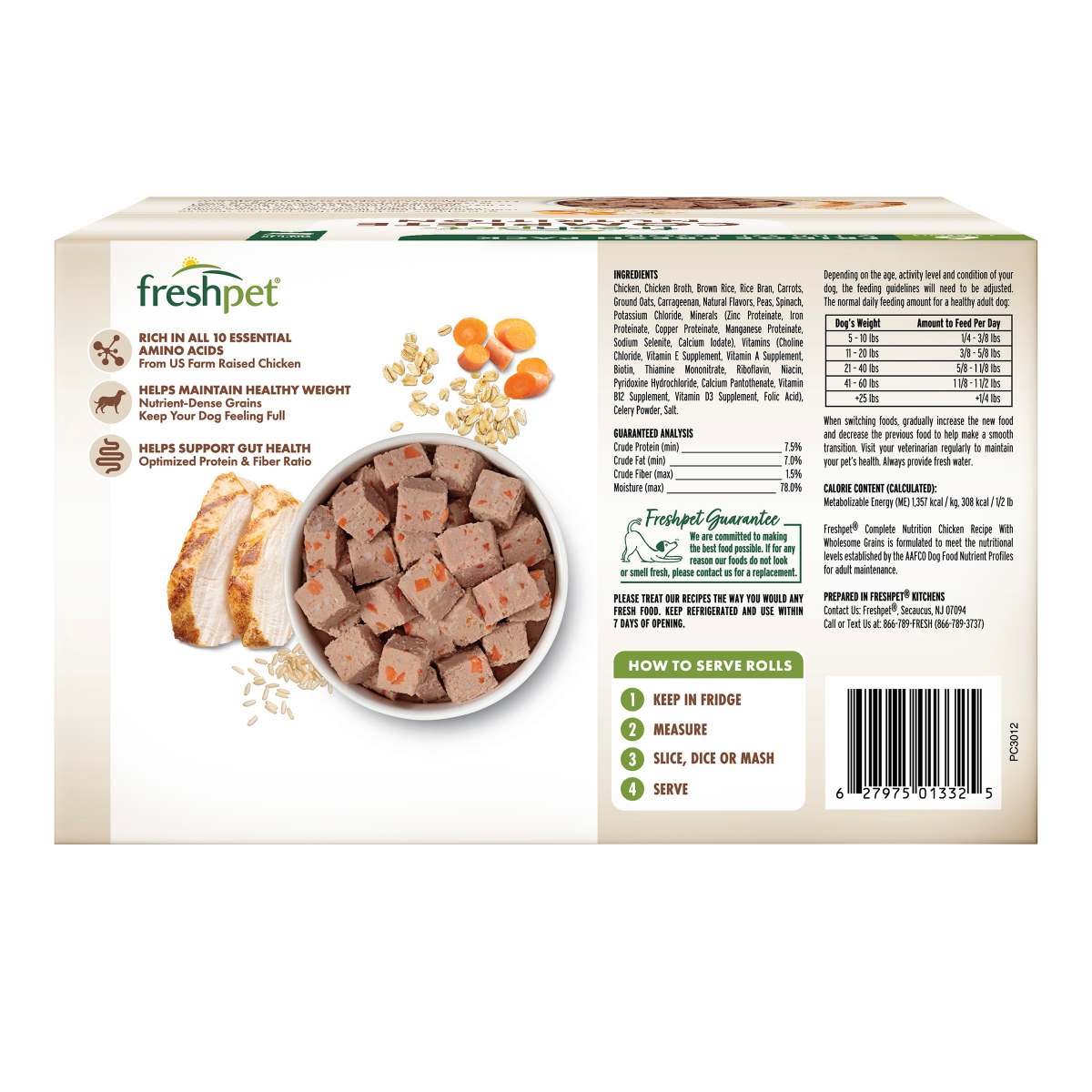 slide 5 of 5, Freshpet Healthy & Natural Dog Food, Complete Nutrition Chicken Roll Multipack 6 x 1.5lb, 6 ct