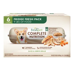 Freshpet Healthy & Natural Dog Food, Complete Nutrition Chicken Roll Multipack 6 x 1.5lb