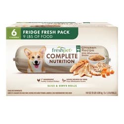 Freshpet Healthy & Natural Dog Food, Complete Nutrition Chicken Roll Multipack 6 x 1.5lb