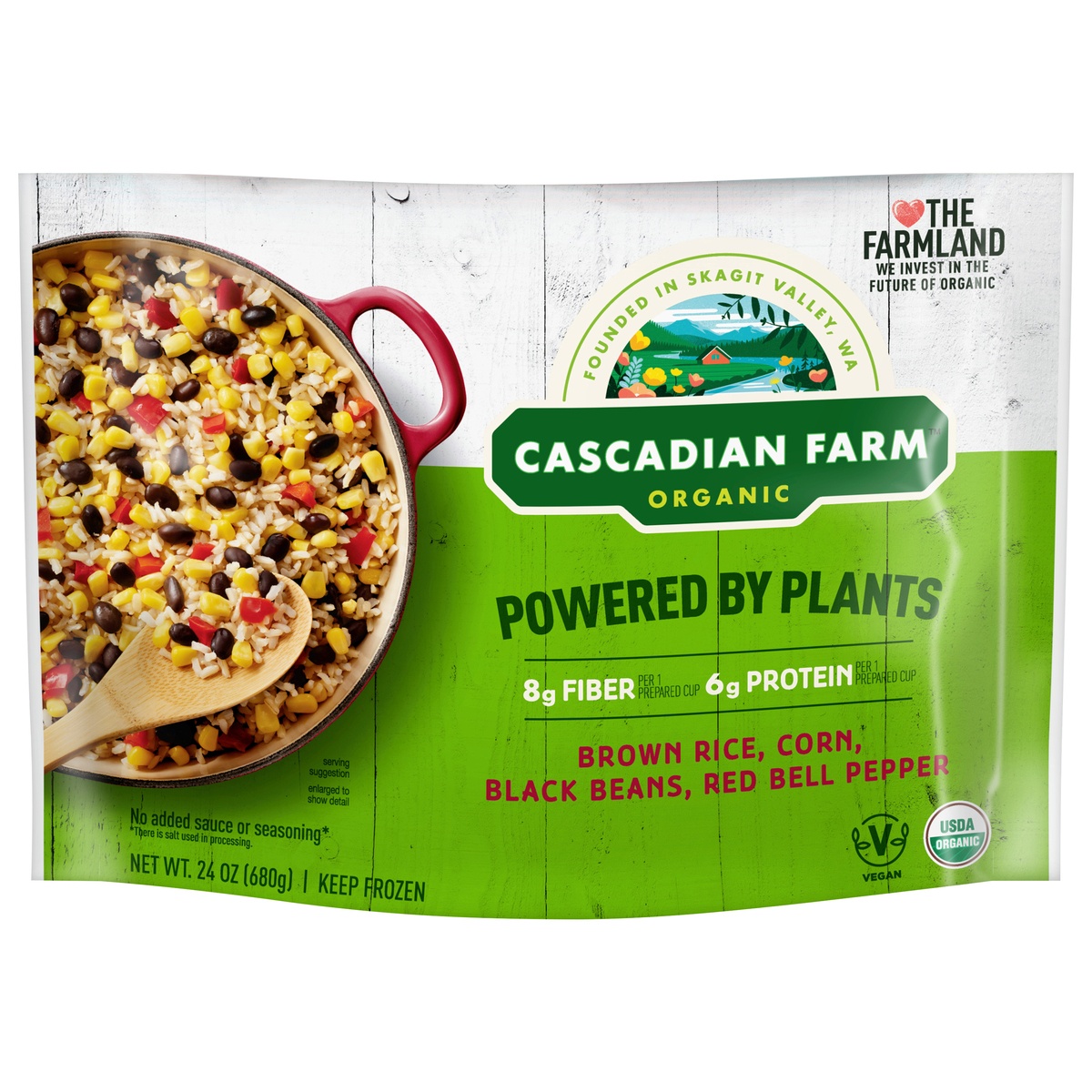 slide 1 of 1, Cascadian Farm Organic Brown Rice, Corn, Black Beans and Red Bell Peppers, 24 oz, 24 oz
