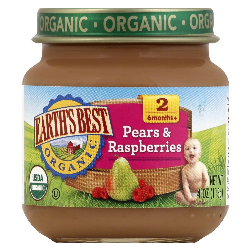 slide 3 of 3, Earth's Best Organic Stage 2 Pear Raspberry Jar, 4 oz