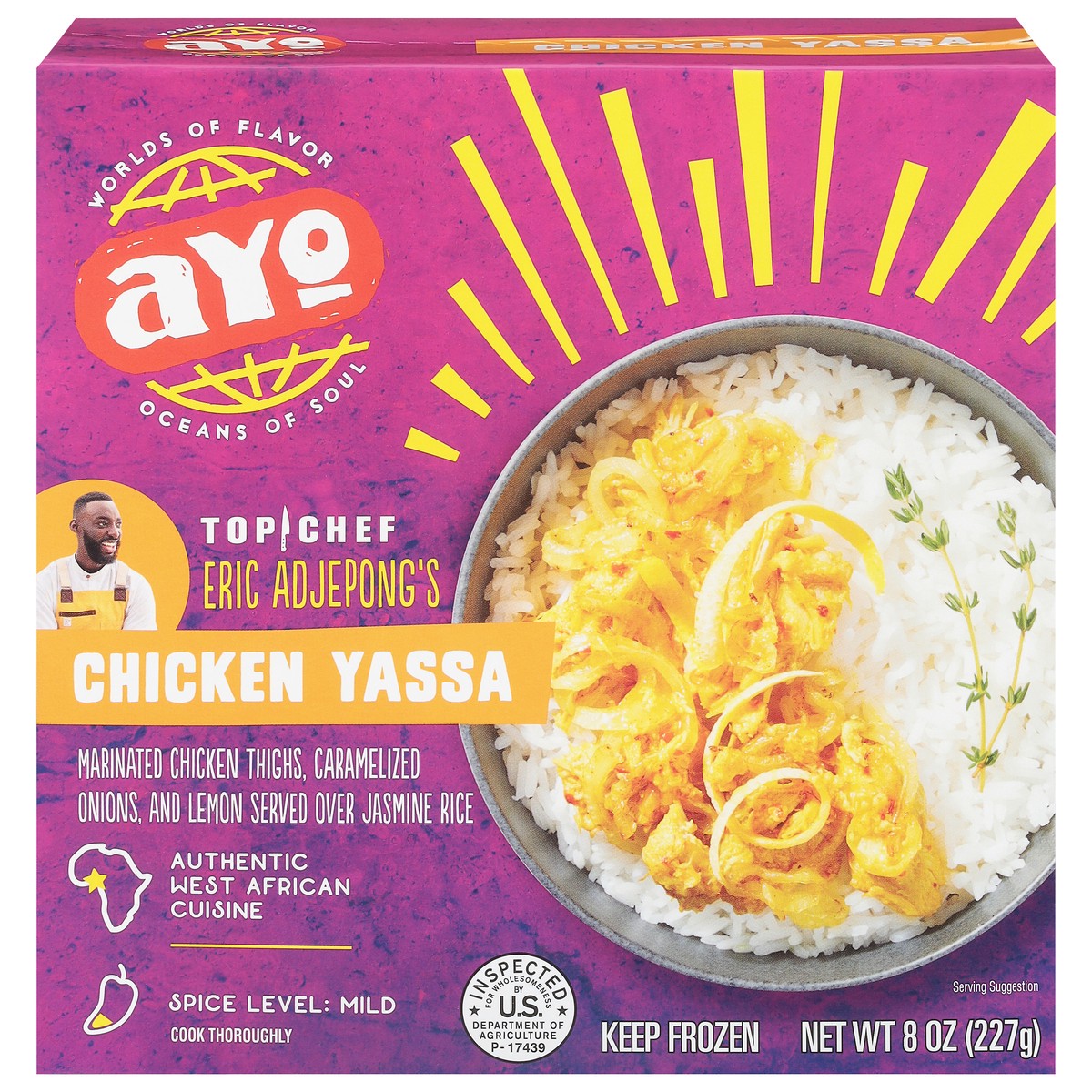 slide 1 of 1, Ayo Mild Chicken Yassa 8 oz, 8 oz