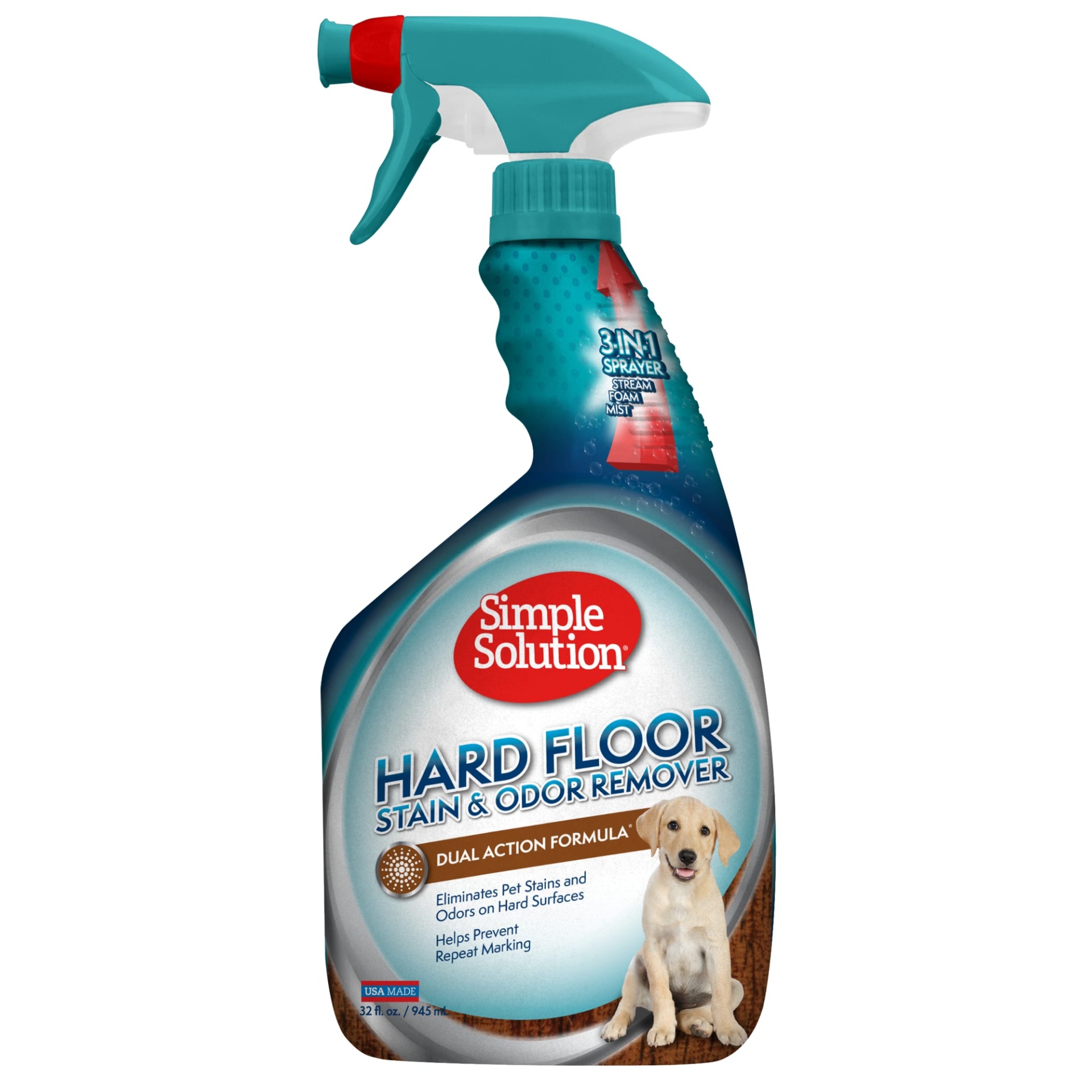 slide 1 of 1, Simple Solution Hardfloor Pet Stain & Odor Remover with New Multi Functional Sprayer, 32 fl oz