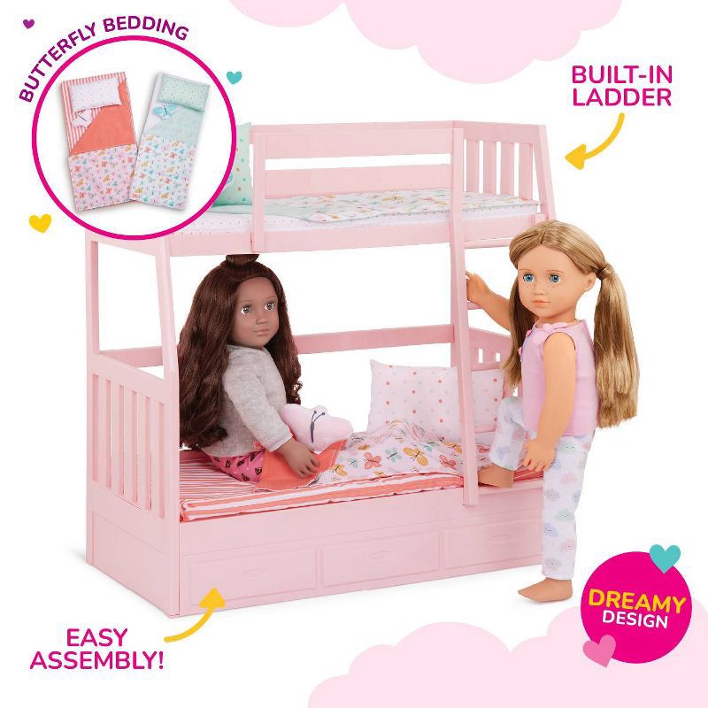 slide 3 of 8, Our Generation Dreams for Two Pink Bunk Beds Accessory Set for 18" Dolls, 1 ct
