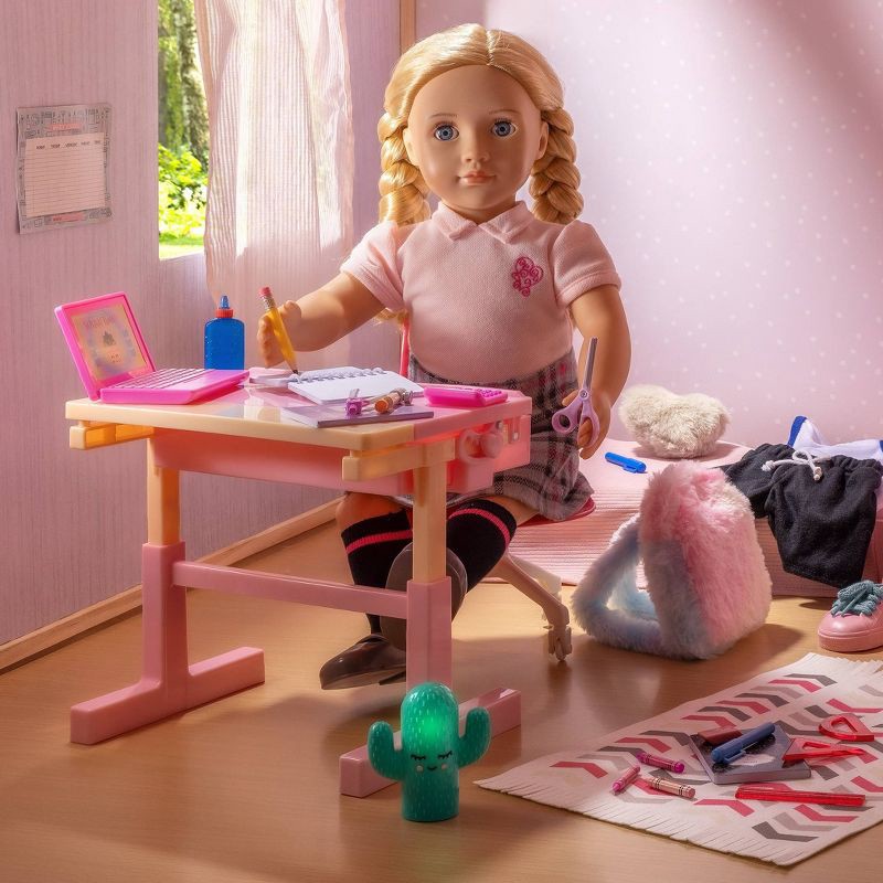 slide 2 of 8, Our Generation School Dreams Modern Desk with Tilt Top Accessory Set for 18" Dolls: Creative Thinking Plastic Accessories, 1 ct