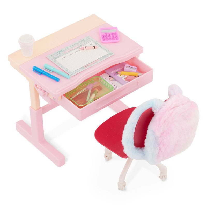 slide 5 of 8, Our Generation School Dreams Modern Desk with Tilt Top Accessory Set for 18" Dolls: Creative Thinking Plastic Accessories, 1 ct
