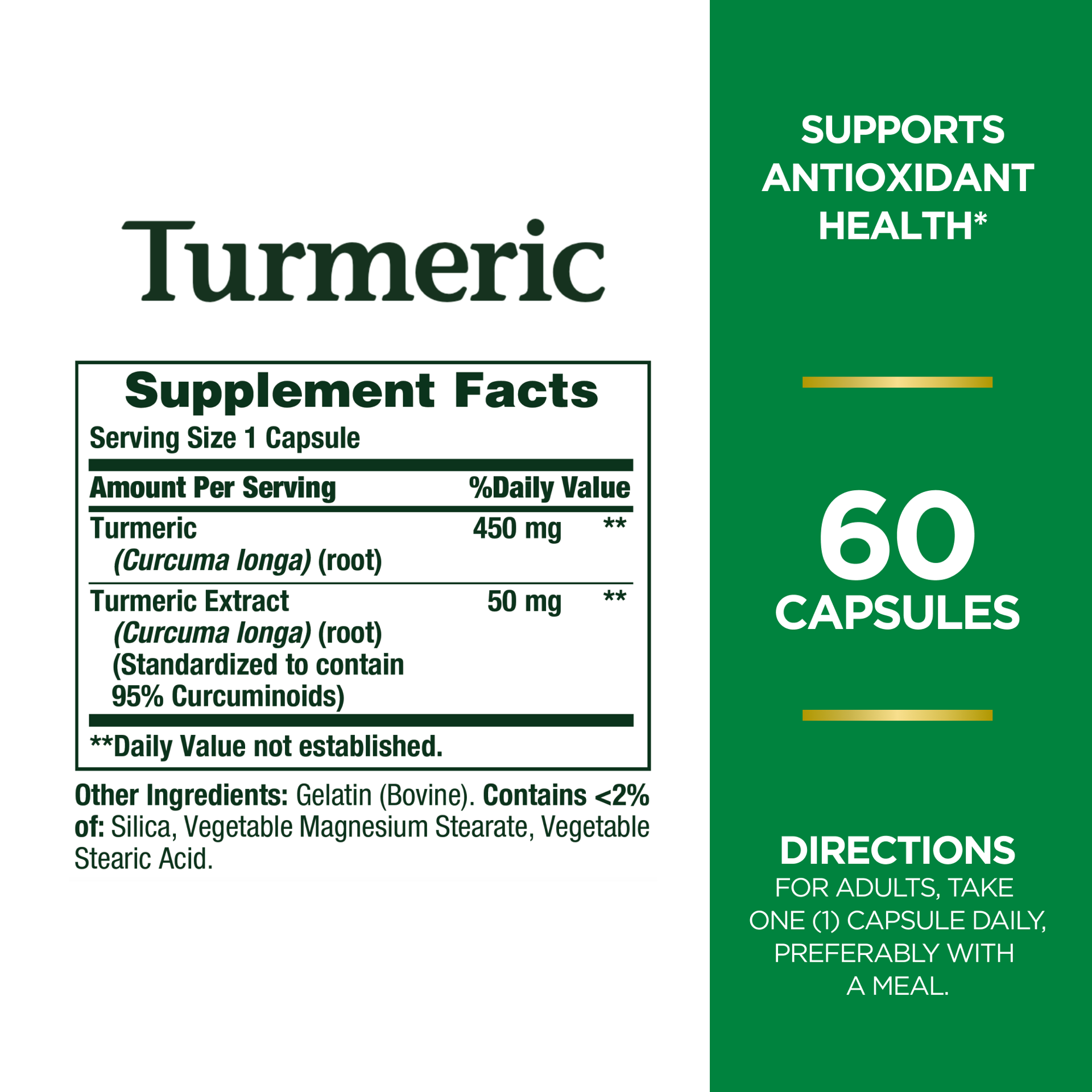 slide 3 of 4, Nature's Bounty Turmeric 450 mg Capsules for Antioxidant Health, 60 Ct, 60 ct