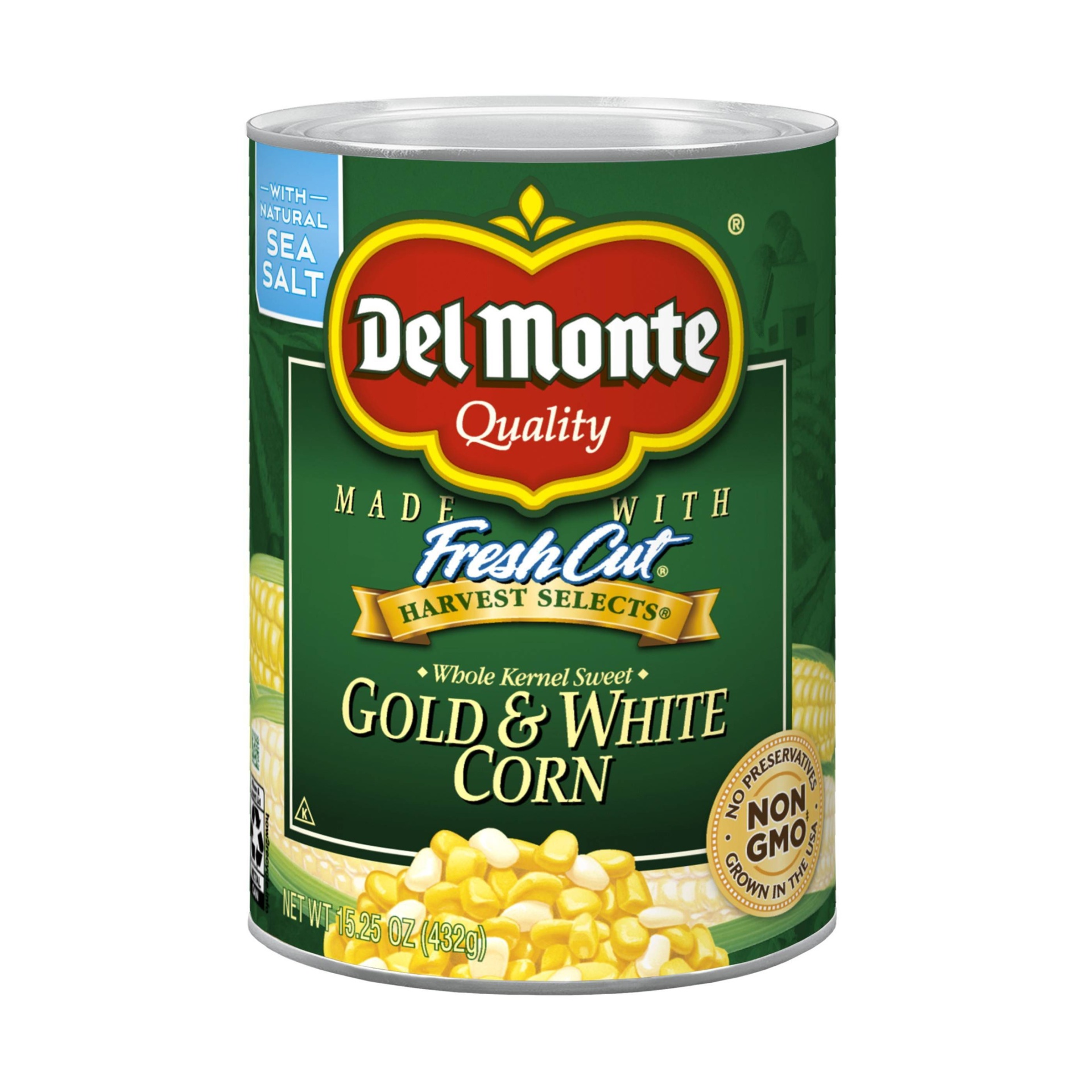 slide 1 of 3, Del Monte Fresh Cut Whole Kernel Sweet Gold & White Corn, 15.25 oz