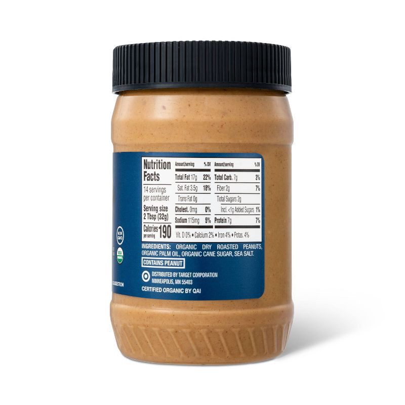 slide 3 of 3, Organic No Stir Peanut Butter Crunchy - 16oz - Good & Gather™, 16 oz