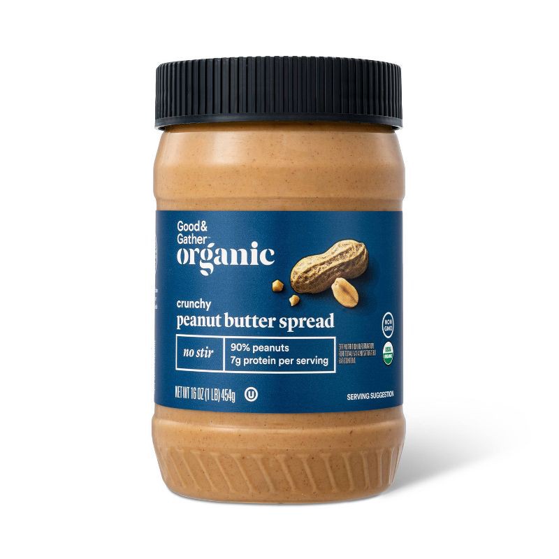 slide 1 of 3, Organic No Stir Peanut Butter Crunchy - 16oz - Good & Gather™, 16 oz