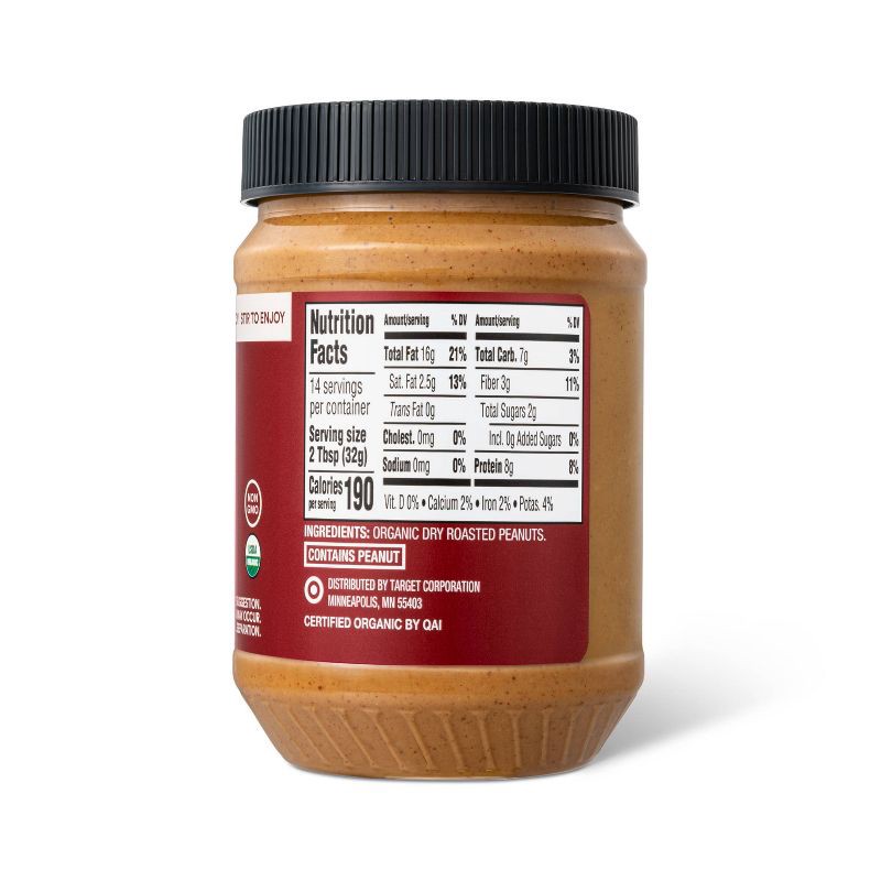 slide 3 of 3, Organic Stir Peanut Butter Creamy - 16oz - Good & Gather™, 16 oz