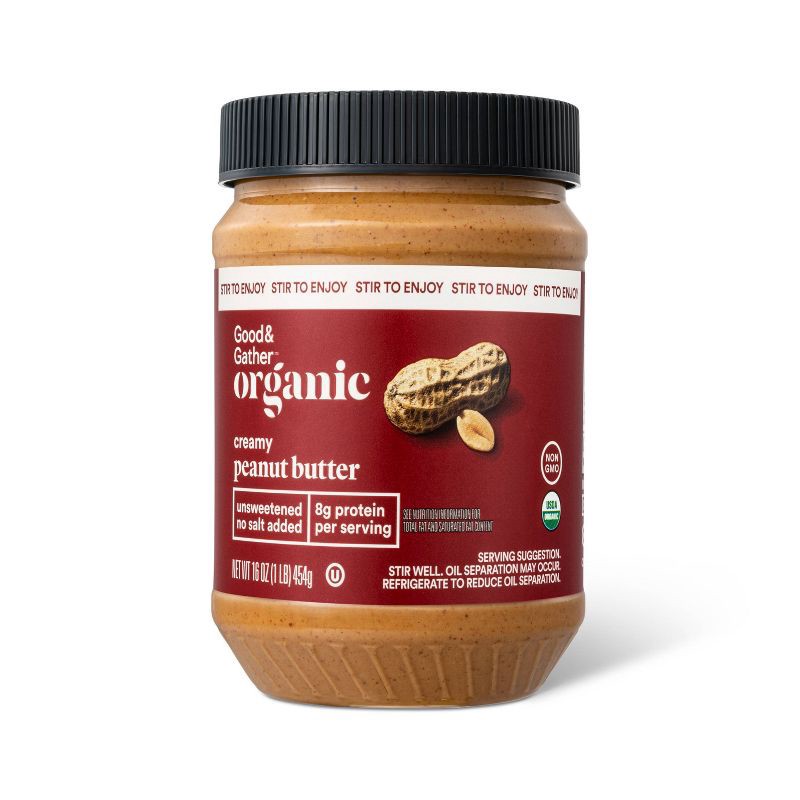 slide 1 of 3, Organic Stir Peanut Butter Creamy - 16oz - Good & Gather™, 16 oz