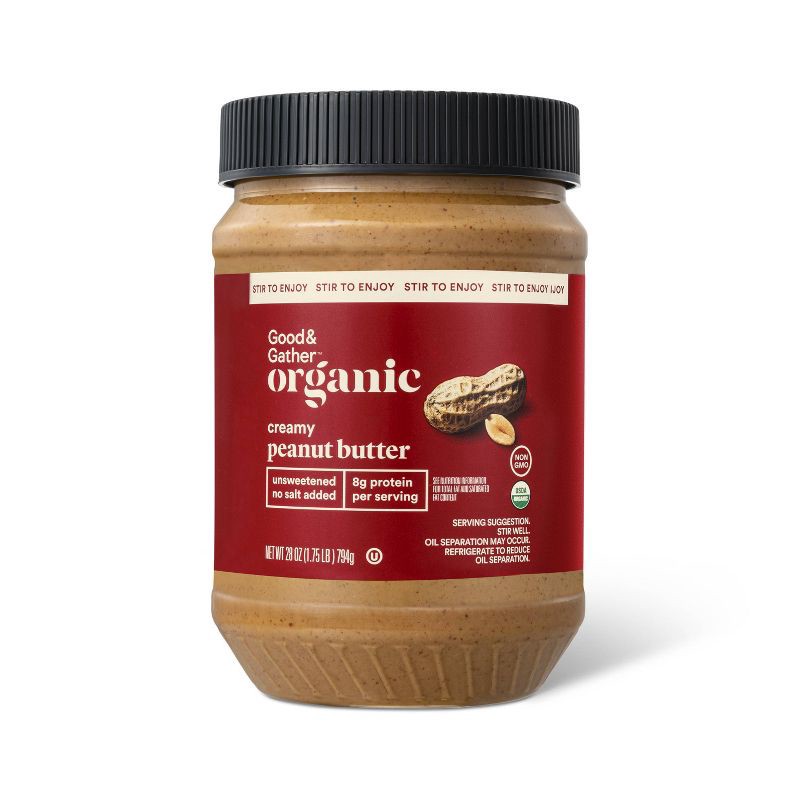 slide 1 of 3, Organic Stir Peanut Butter Creamy - 28oz - Good & Gather™, 28 oz