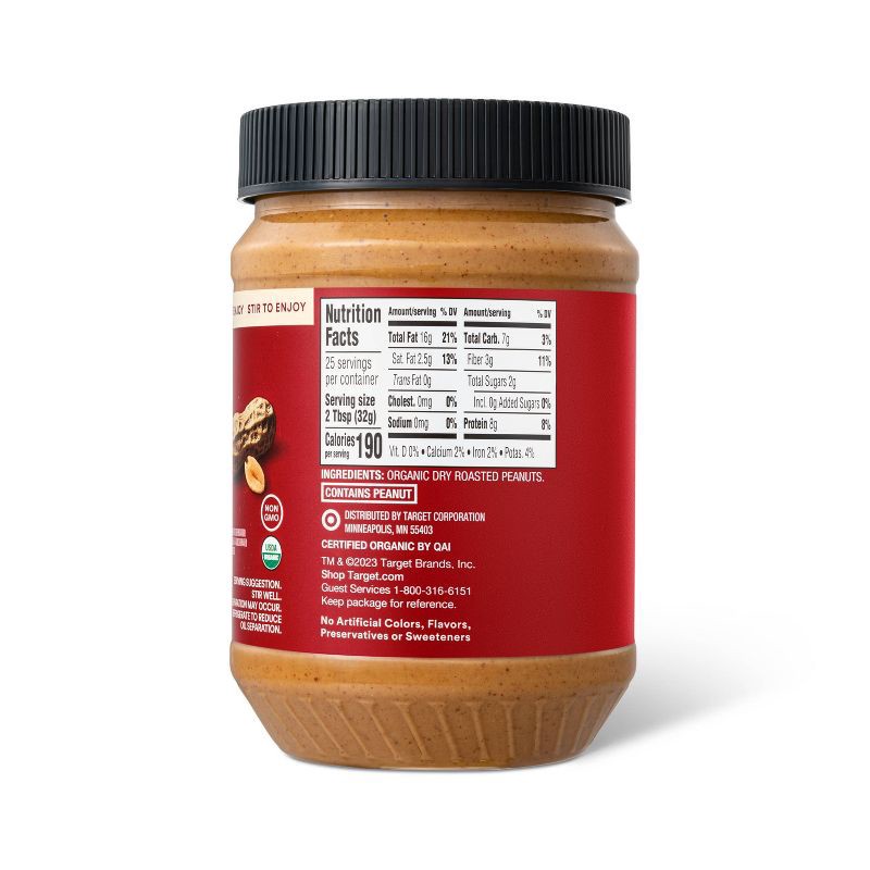 slide 3 of 3, Organic Stir Peanut Butter Creamy - 28oz - Good & Gather™, 28 oz