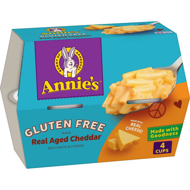 slide 1 of 7, Annie's Gluten Free Real Aged Cheddar Mac and Cheese Microwavable Cups - 8.04oz/4pk, 8.04 oz, 4 ct