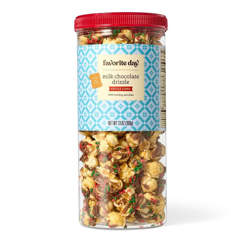 slide 1 of 3, Christmas Milk Chocolate Drizzle Kettle Corn Popcorn - 13oz - Favorite Day™, 13 oz