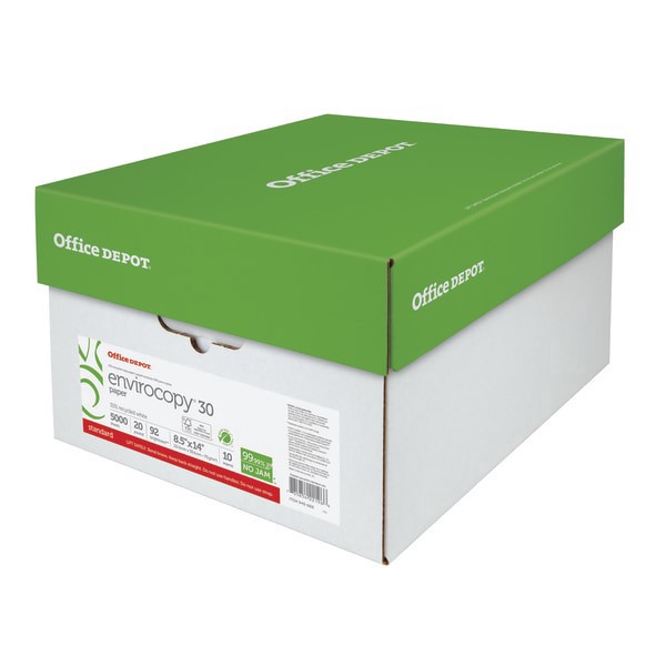 slide 2 of 4, Office Depot® EnviroCopy® Copy Paper, 10 Reams, White, Legal (8.5"" x 14""), 5000 Sheets Per Case, 20 Lb, 30% Recycled, FSC® Certified, 10 ct