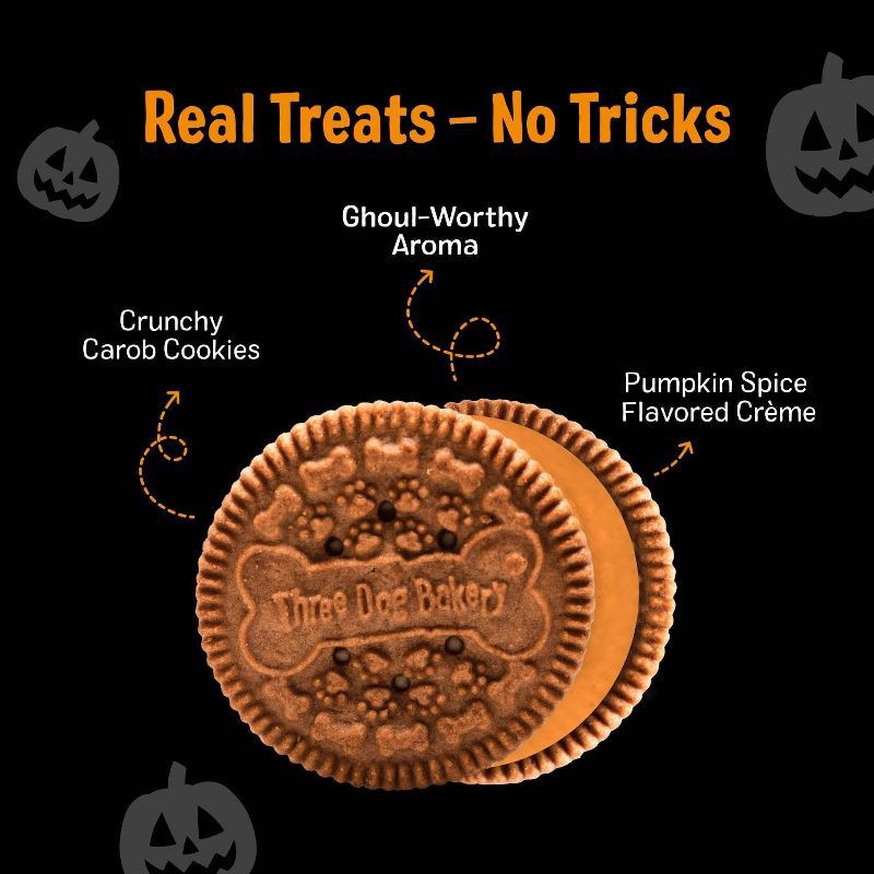 slide 3 of 7, Three Dog Bakery Howl-o-ween Lick'n Crunch Cookie with Carob and Pumpkin Dog Treats - 13oz - Halloween, 13 oz