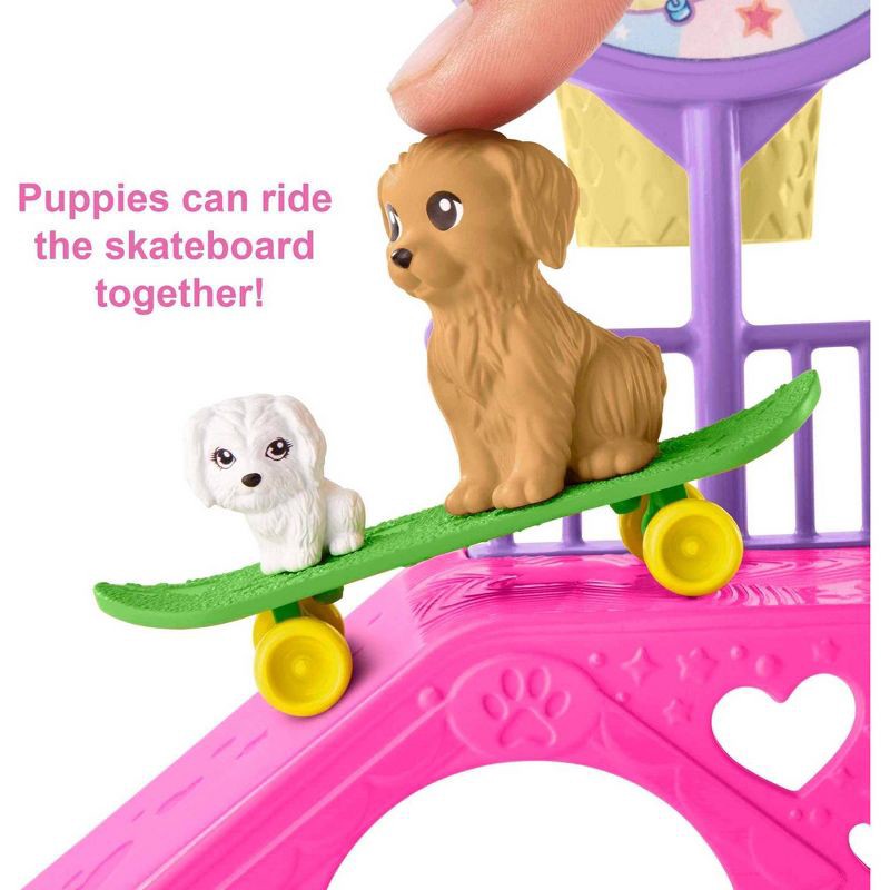 slide 3 of 6, Barbie Chelsea Doll and Accessories Skatepark Playset with 2 Puppies and 15+ pc, 1 ct