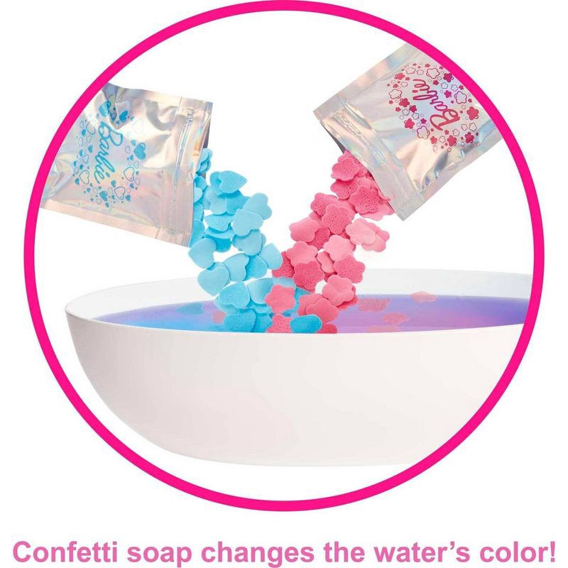 slide 4 of 6, Barbie Doll & Bathtub Playset - Confetti Soap & Accessories - Blonde, 1 ct