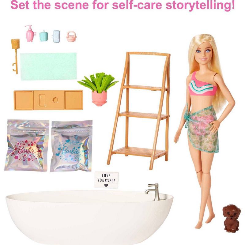 slide 5 of 6, Barbie Doll & Bathtub Playset - Confetti Soap & Accessories - Blonde, 1 ct