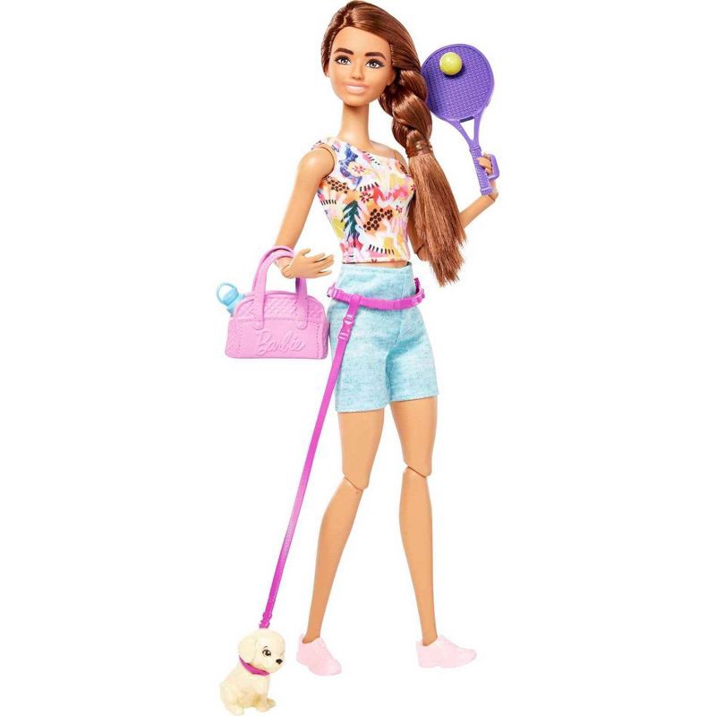 slide 1 of 6, Barbie Wellness Workout Outfit Roller Skates and Tennis with Puppy, 1 ct