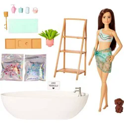 Barbie Doll & Bathtub Playset - Confetti Soap & Accessories - Brunette