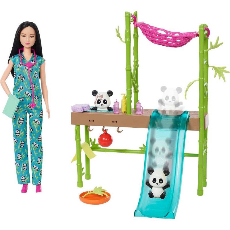 slide 1 of 6, Barbie Panda Care and Rescue Playset with Color-Change and 20+ pc, 1 ct