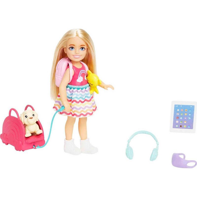 slide 1 of 6, Barbie Toys, Chelsea Doll and Accessories Travel Set with Puppy, 1 ct