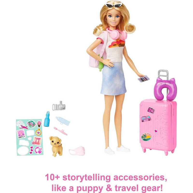 slide 4 of 6, Barbie Doll and Accessories Travel Set with Puppy, 1 ct