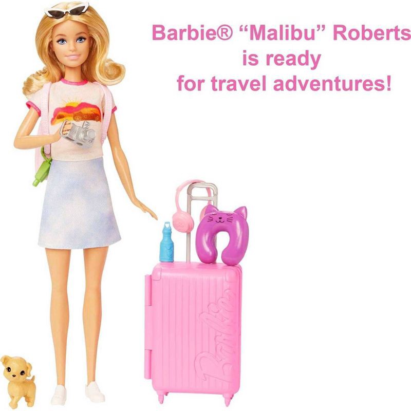 slide 5 of 6, Barbie Doll and Accessories Travel Set with Puppy, 1 ct