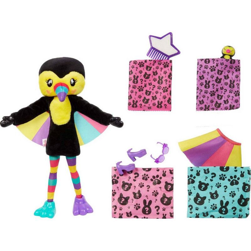 slide 3 of 6, Barbie Cutie Reveal Jungle Series Toucan Doll, 1 ct