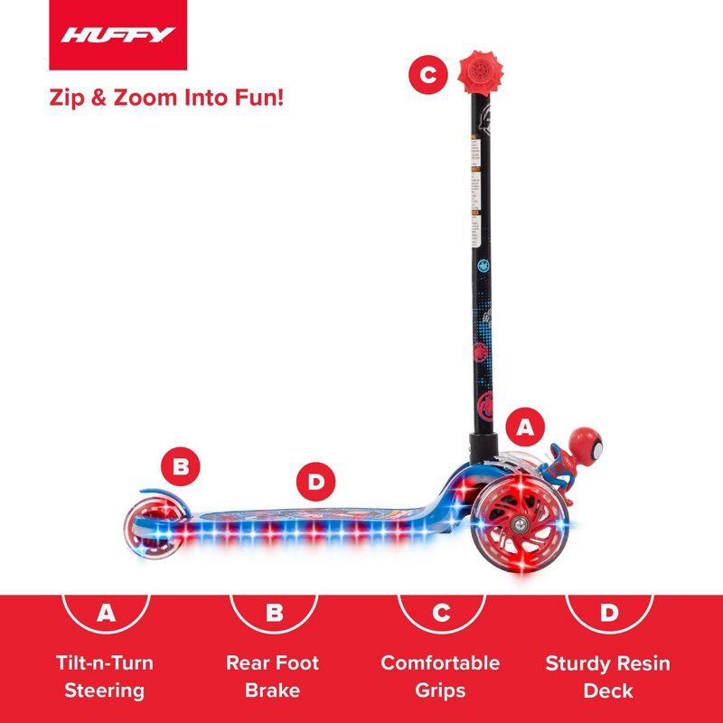 slide 12 of 12, Huffy Marvel Spidey and His Amazing Friends 3-Wheel Scooter with LED Lights, 1 ct