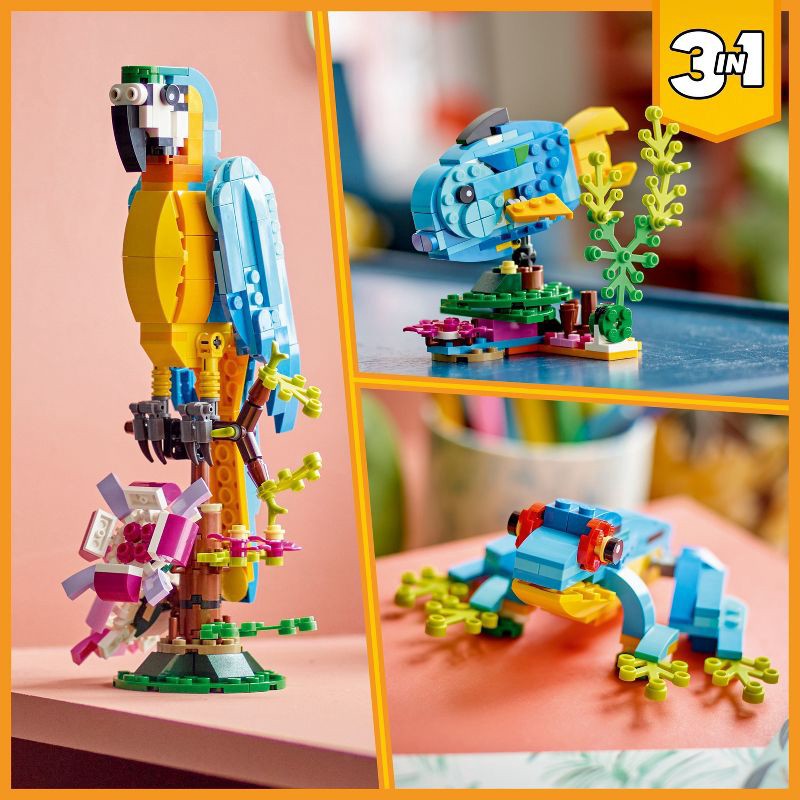 slide 2 of 6, LEGO Creator 3 in 1 Exotic Parrot Animals Building Toy 31136, 1 ct