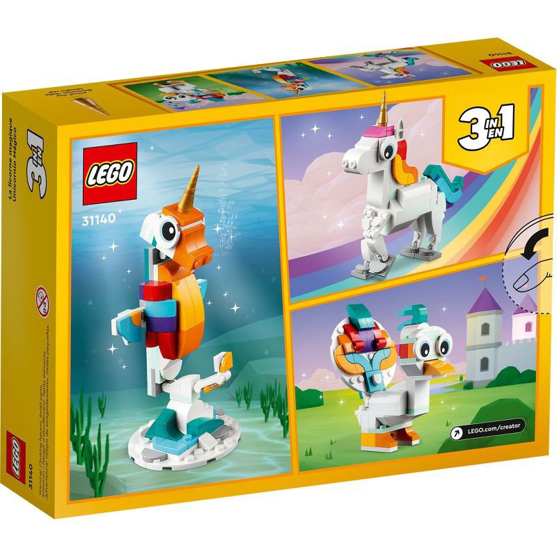 slide 4 of 6, LEGO Creator 3 in 1 Magical Unicorn Toy Animal Playset 31140, 1 ct