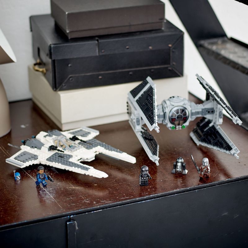 slide 6 of 8, LEGO Star Wars Mandalorian Fang Fighter vs. TIE Interceptor Building Toy 75348, 1 ct