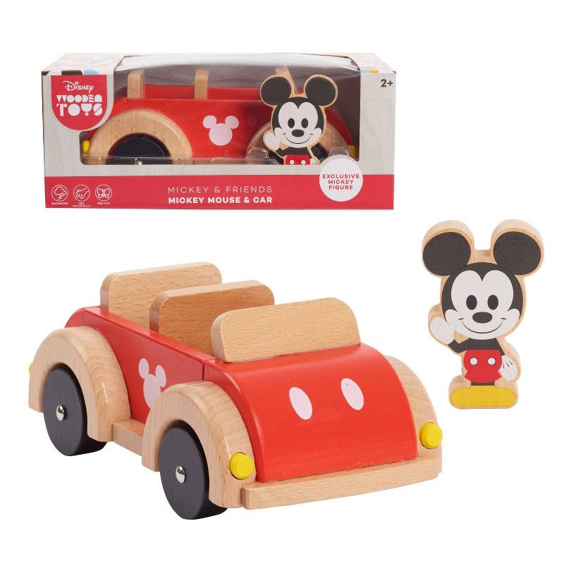 slide 1 of 4, Disney Wooden Toys Mickey Mouse and Car, 1 ct