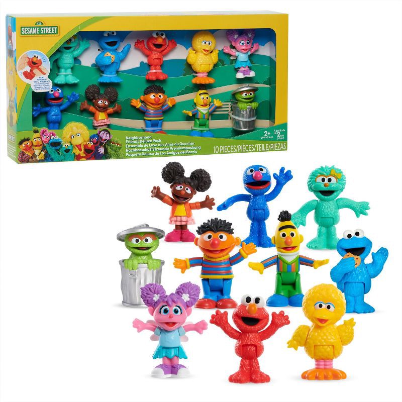 slide 1 of 9, Just Play Sesame Street Neighborhood Friends Deluxe Figures 10pk (Target Exclusive), 10 ct