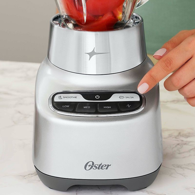 slide 2 of 7, Oster 2-in-1 One Touch Blender - Stainless Steel: Glass Jar, 6 Speeds, Smoothies, Ice Crush, Dishwasher-Safe Parts, 1 ct