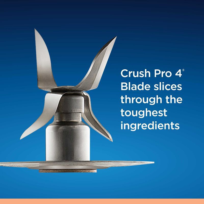 slide 5 of 7, Oster 2-in-1 One Touch Blender - Stainless Steel: Glass Jar, 6 Speeds, Smoothies, Ice Crush, Dishwasher-Safe Parts, 1 ct