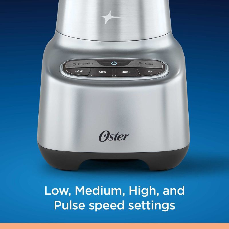 slide 6 of 7, Oster 2-in-1 One Touch Blender - Stainless Steel: Glass Jar, 6 Speeds, Smoothies, Ice Crush, Dishwasher-Safe Parts, 1 ct